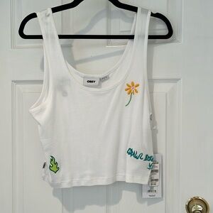 Obey white crop top new with tags